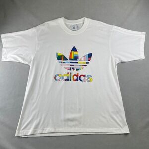 Adidas Originals Flag Lag Fill Tee Trefoil Logo T Shirt White Mens L Geo‎ Pride